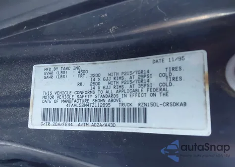 1996 Toyota Tacoma Xtracab из США, поврежденный, VIN 4TAVL52N4TZ112895